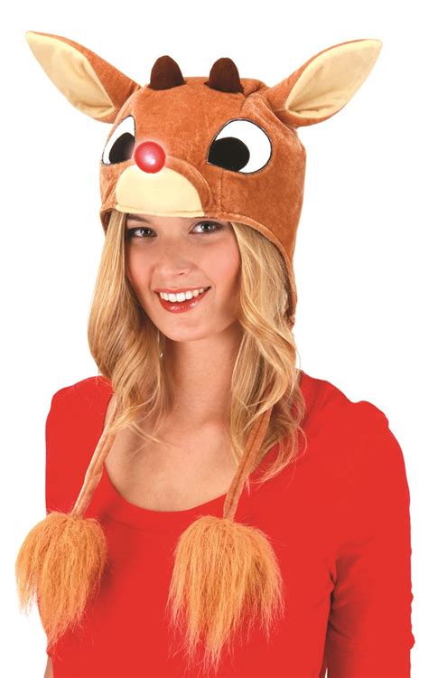 Rudolph Light Up Hoodie Hat Christmas Kids Adult Costume Accessory