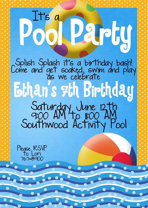 Kid Pool Party Invitation Wording Backyard Design Ideas