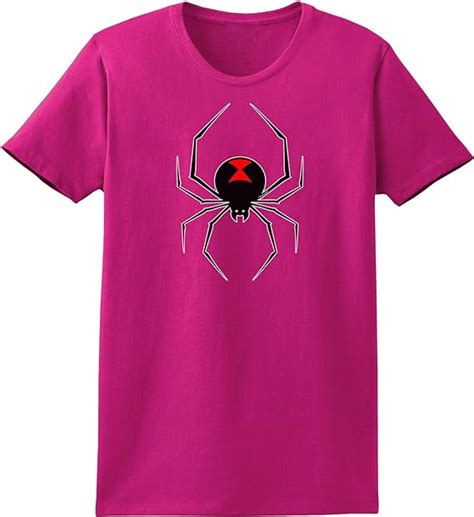Black Widow Spider Design Womens Dark T Shirt Hot Pink
