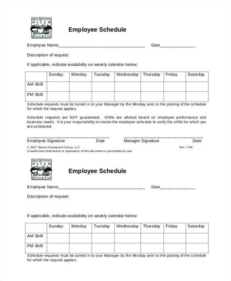 Free 9 Sample Employee Availability Forms In Pdf Ms Word