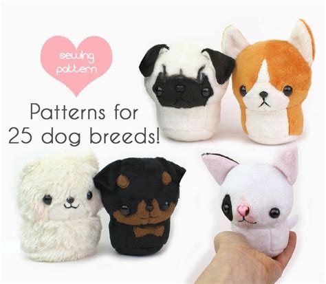 Plush Sewing Pattern Pdf Kawaii Dog Stuffed Animal With Video Tutorials