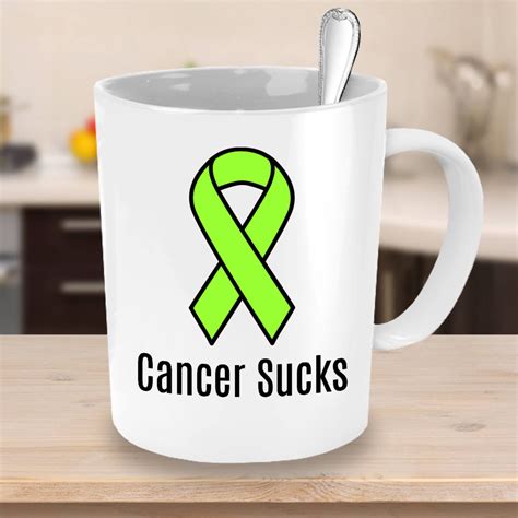 Cancer Sucks Lymphoma Awareness Lime Ribbon Coffee Mug 15 Oz Etsy
