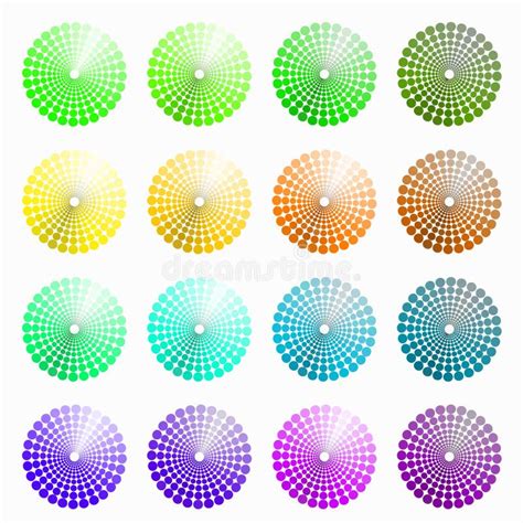 A Set Of Circular Colored Green Yellow Vector Illustration Stock