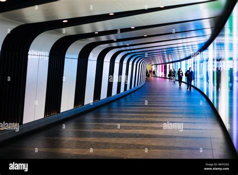 Underground Pedestrian Tunnel Featuring Colourful Everchanging Lighting