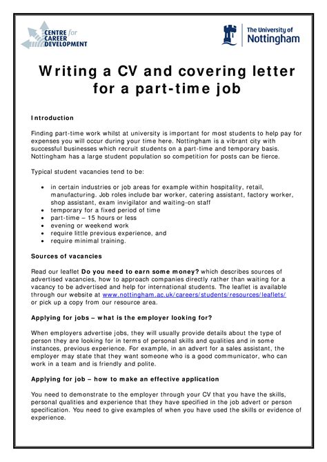 Cover Letter For Part Time Job For Your Needs Letter Template Collection