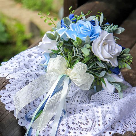 Blue Roses Wedding Bouquet Handmade With Love Oriflowers