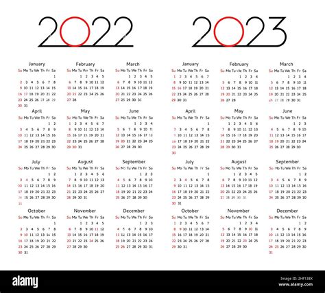 Calendario 2022 Plantilla Editable De 2023 Años Inicio De Semana
