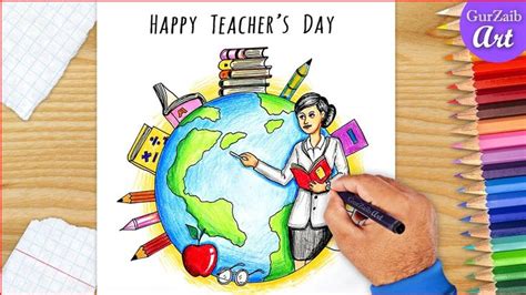 How To Draw Teachers Day Drawing Art For Greeting Card Easy