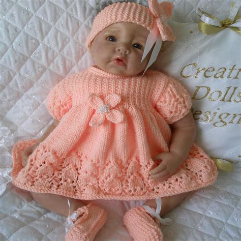 Baby Dolls Knitting Pattern Dress Set For 20 22 Doll O 3 Month Baby