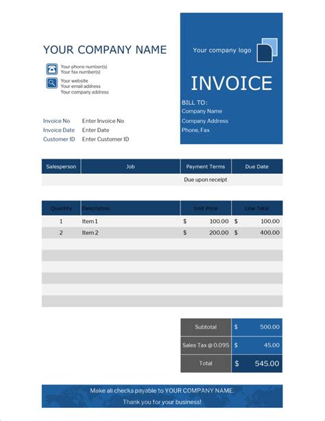 Microsoft Office Excel Xlx Xlsx Free Invoice Templates In Microsoft Excel And Docx Formats