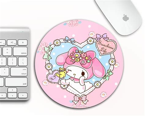 Mouse Pad Redondo My Melody Diy Decoração Quarto Kawaii Fofo