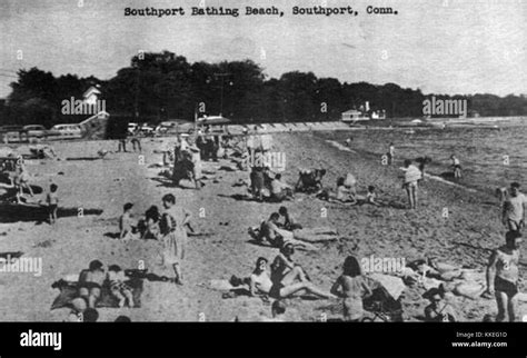 Southport Beach Postcard Southport Connecticut 1950s Stock Photo Alamy
