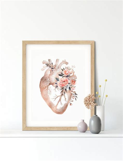 heart anatomy print heart anatomy poster anatomical heart etsy tutoriales de pintura en