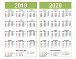 2019 And 2020 Calendar Printable With Holidays