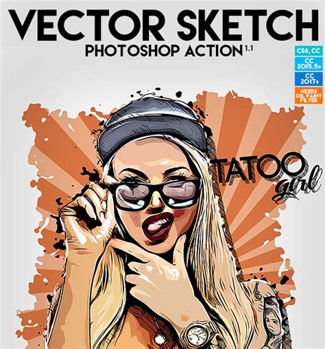 4 In 1 Cartoon And Vector Art Photoshop Actions Vector Cartoon Painting