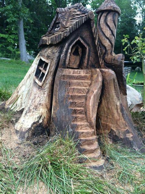 Carved Tree Stump Fairy House Fairy Garden Houses Carved Tree Stump