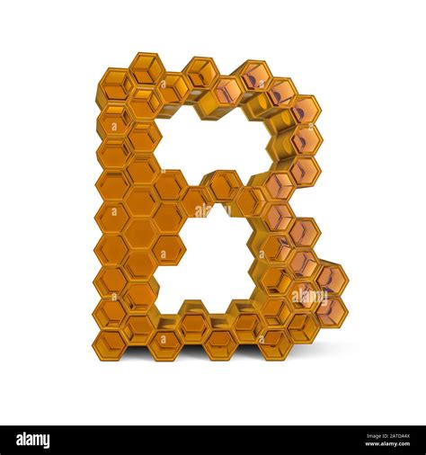 Capital Letter B Uppercase Orange Glossy Abstract Honeycomb Font 3d