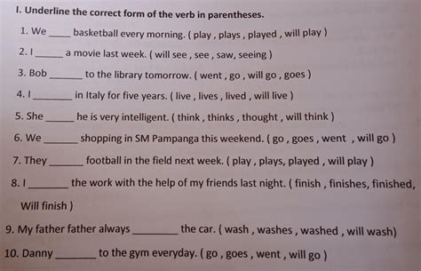 Underlined The Correct Form Of The Verb In Parentheses Brainly Ph