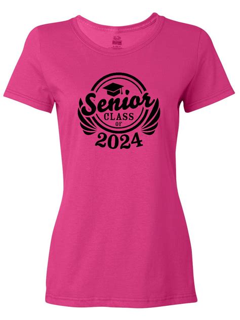 Inktastic Senior Class Of 2024 In Black With Graduation Cap Womens T