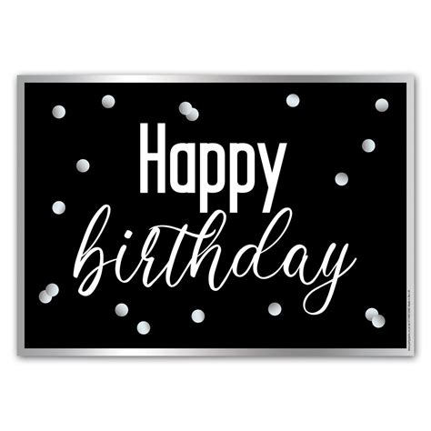 Glitz Black And Silver Happy Birthday Poster Decoration A3 Party Packs