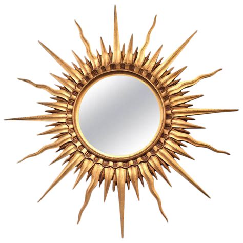 Glamorous Giltwood Sunburst Mirror On Sunburst Mirror
