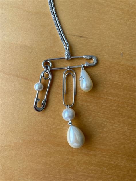 Vivienne Westwood Giant Pearl W Orb And Safety Pin Paper Clip Necklace Grailed