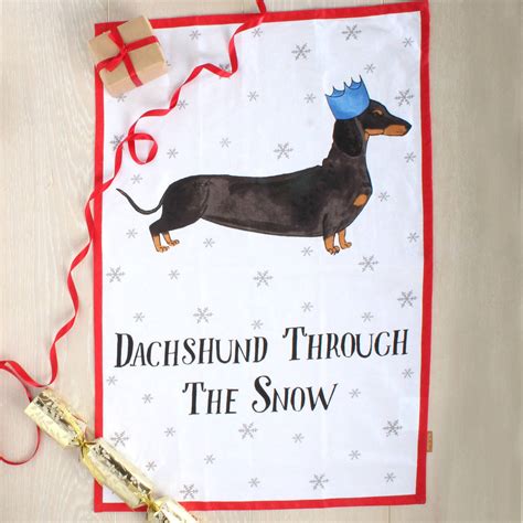 Dachshund Through The Snow Tea Towel By Milly Green