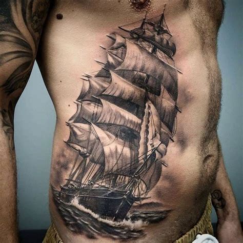 Massive Sailing Ship Done On Guys Side By Carles Bonafe An Artist