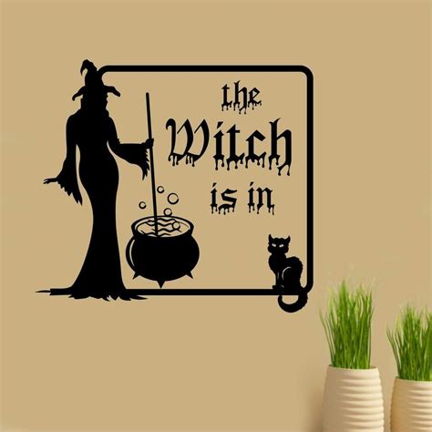 The Witch Is In Cauldron Halloween Vinyl Decals Holiday Decor Halloween Quotes Halloween