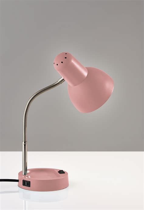 Mainstays Led Gooseneck Desk Lamp With Catch All Base And Ac Outlet Pink