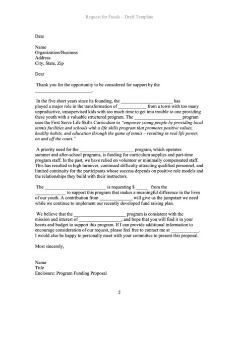 Request For Funds Letter Template Printable Pdf Download