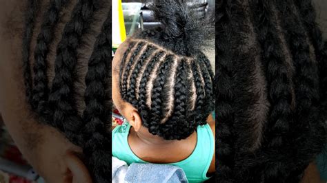 Natural Hair Braid Pattern For A Sew In Middle Part Youtube