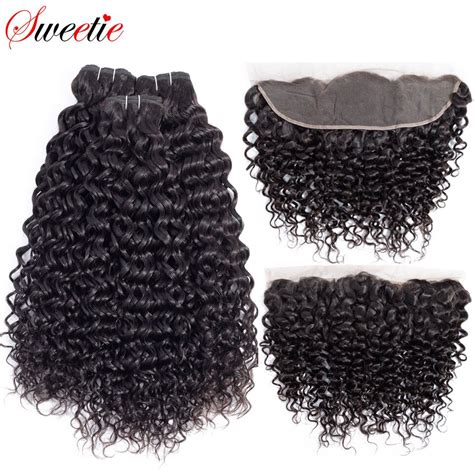 Sweetie Indian Water Wave Bundles With Frontal Closure 13x4 Lace Frontal With Bundles Non Remy