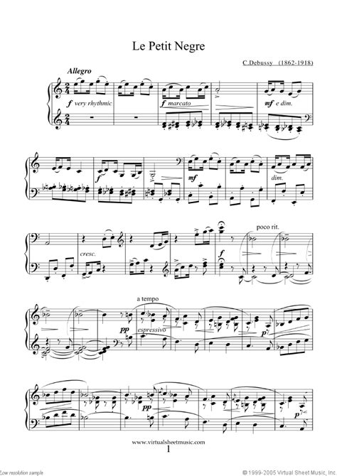 Partitions Gratuites Debussy Claude L114 Le Petit Negre Piano