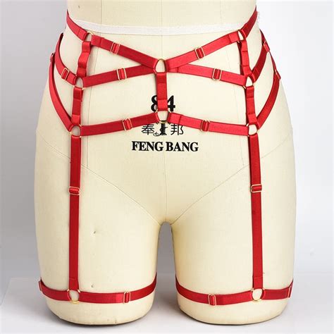 sexy wedding red garter harness stockings belt bondage harness fetish leg garter belt elastic