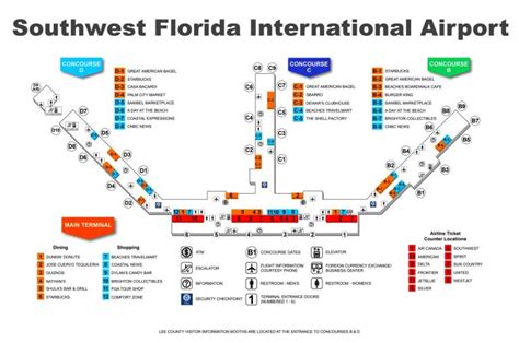 Southwest Florida International Airport Map Florida Airports Map