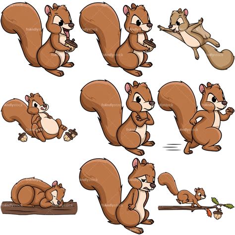 Cute Squirrel Cartoon Clipart Collection Friendlystock