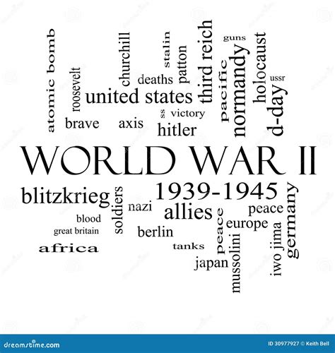 World War Ii Word Cloud Concept In Black And White Royalty Free Stock