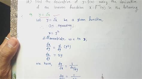 Derivative of inverse function - YouTube