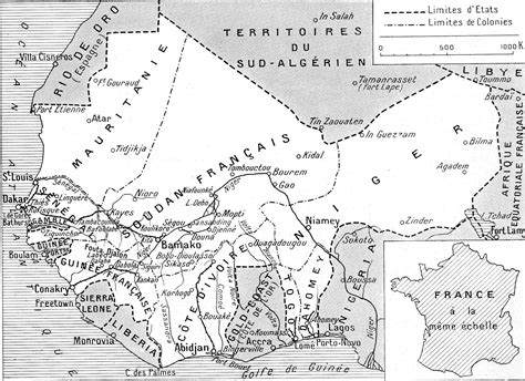 Map Of The Seven Colonies Of The Aof French West Africa In 1936