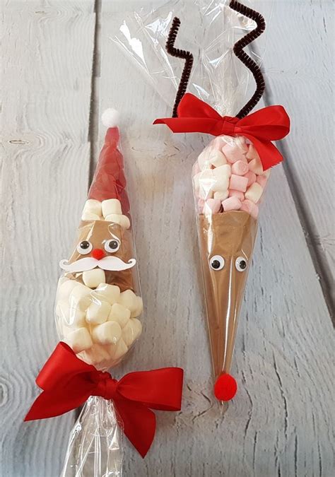Christmas Santa And Reindeer Hot Chocolate Cones Sugar Cocoa Powder
