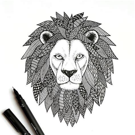 N Enadenit • Mandala Lion Zentangle Animal León Enadenit Lion