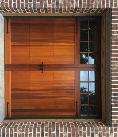 X Model Western Red Cedar Wood Overlay Garage Door With Square Stockton Top Glass