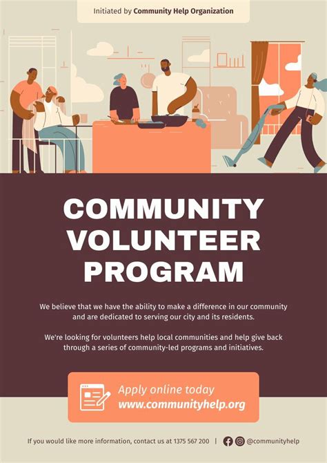 Community Volunteer Program Free Poster Template Piktochart