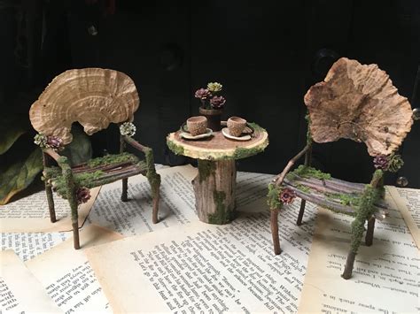 Faery Chairs and Table Set handmade by thefaeryforest on Etsy - fairy