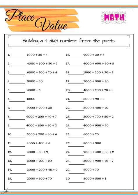 Generalize Place Value Understanding For Multi-digit Whole Numbers Worksheets