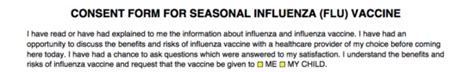 Free Flu Shot Influenza Vaccine Consent Form Pdf Word Eforms