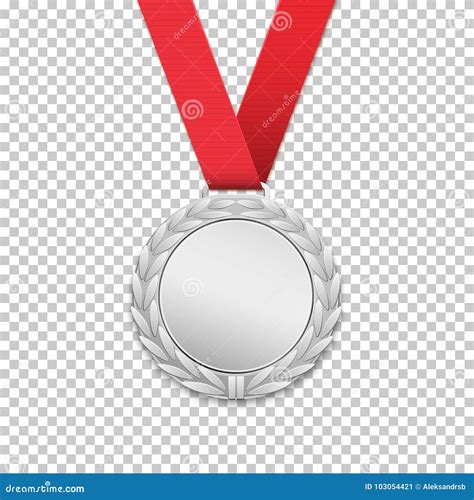 Silver Medal Realistic Icon Stock Vector Illustration Of Ceremony