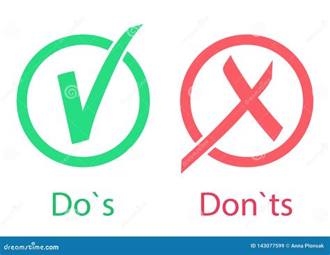 do s and don ts icon yes and no accepted and not accepted approved and rejected vector