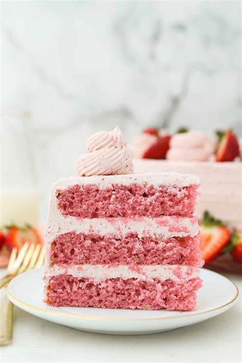 Fresh Strawberry Cake With Strawberry Frosting Recipe Beyond Frosting